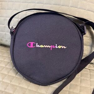 Champion Black Rainbow Stitch Round Pouch Crossbody Bag